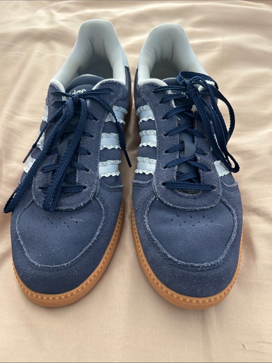 adidas Shoes - Women’s Navy Suede Low-Top Sneakers with Light Blue Stripes and Gum Sole